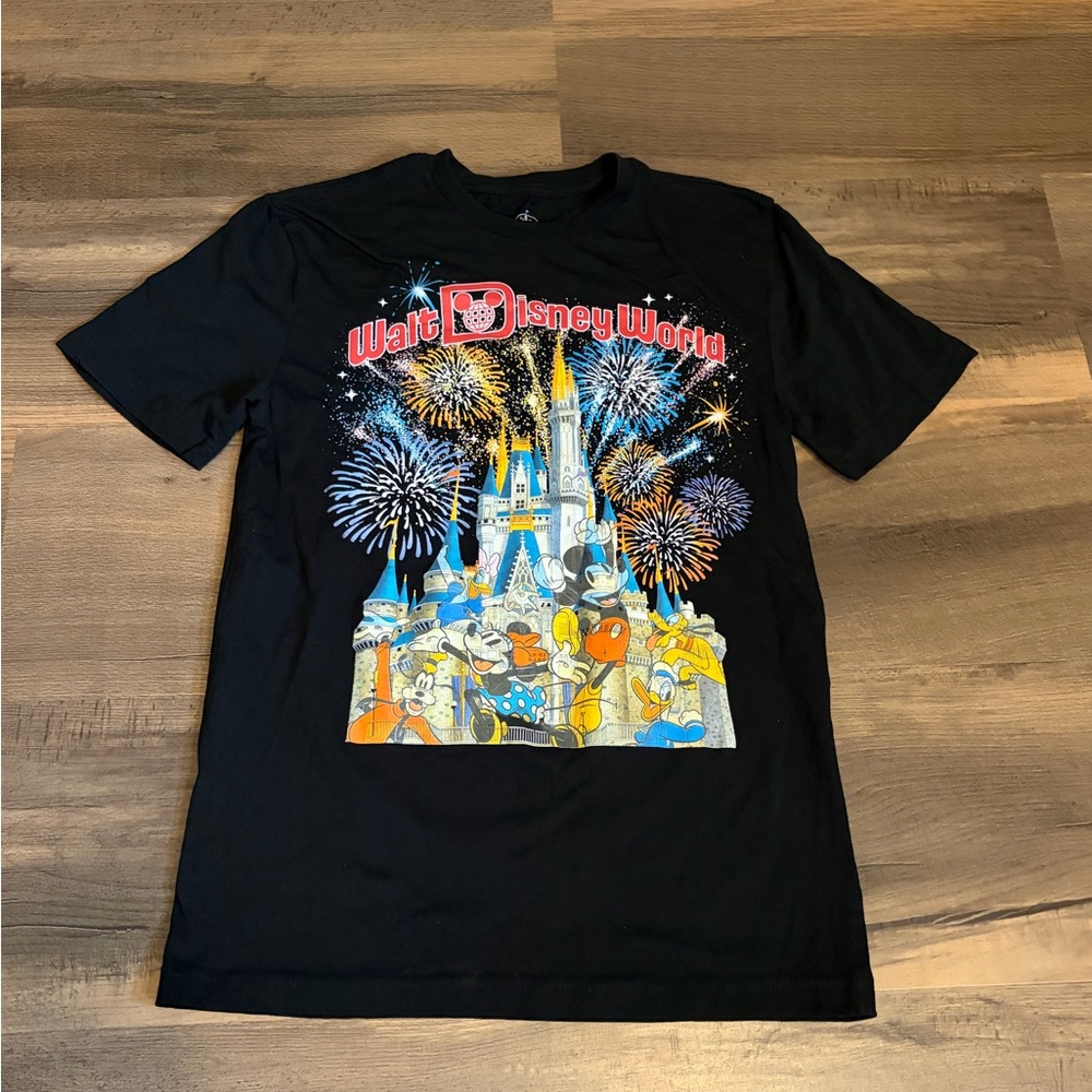 Mens Disney Black Walt Disney World Castle & Fireworks Graphic Tee Size Small